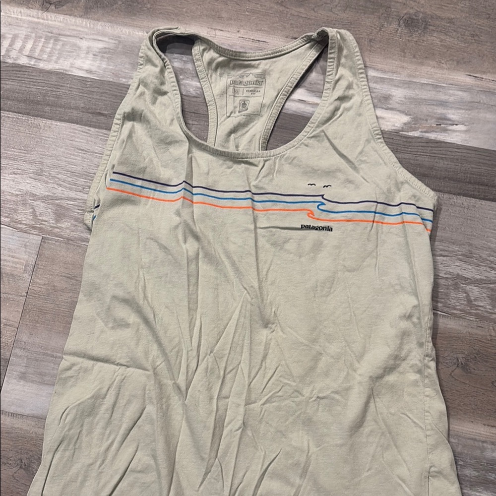 Patagonia Women's Tank Top - Cream with Blue and Orange Accents